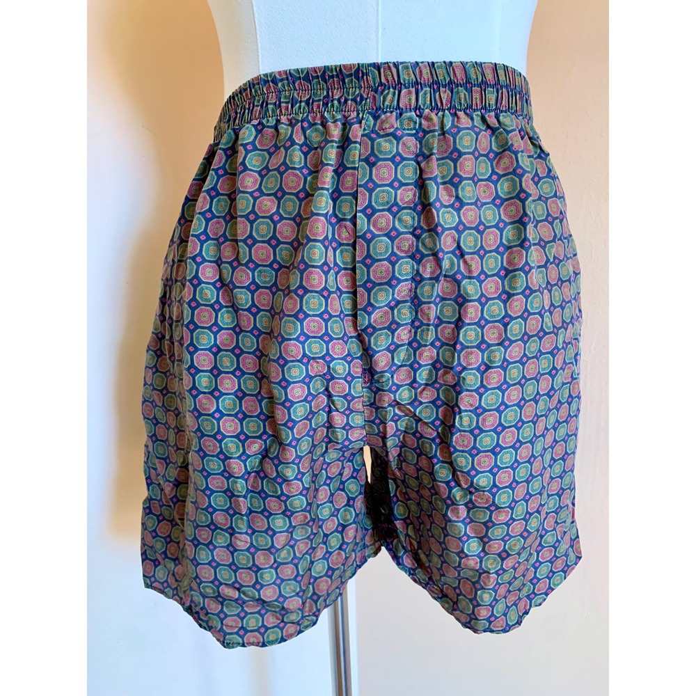 Select Edition Mens XL Silk Boxer Shorts Geometric Medallion Print Blue Pink